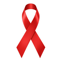 Red ribbon symbolizes awareness and support for a vital cause on transparent background
