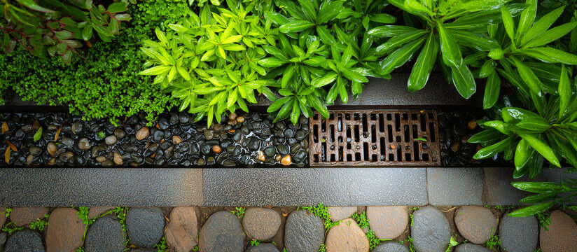 drainage water infiltration in modern home garden