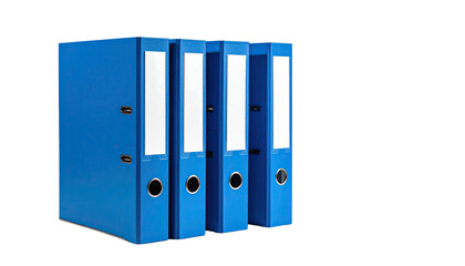 Stack of blue office ring binders