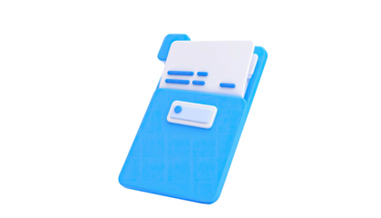 Stylized 3D blue folder with white papers on a black background