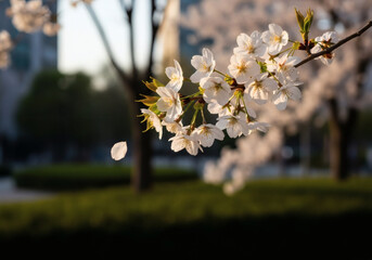 Obraz premium Golden Hour Sakura by Walkway