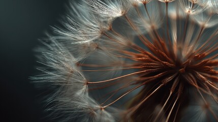 Beautiful close-up view of dandelion seeds captured in natural light showcasing delicate details