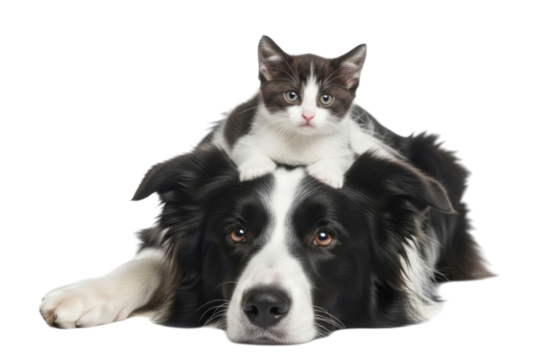 Cat on dog transparent background cutout png