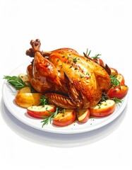 Roasted Chicken with Apples and Herbs - A Delicious Holiday Feast.