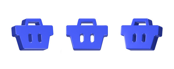 3d rendering icon blue shopping cart