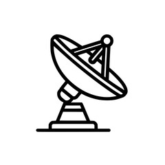 Fototapeta premium Satellite dish antenna communication technology signal receiver vector illustration design icon line art