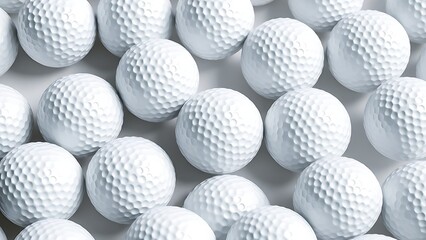 dimple. Multiple golf balls arranged in a detailed pattern on a white surface. product launch decks, UI/UX mockups, designed for data visualization dashboards and holographic UIs.