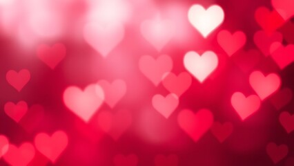 outro. Romantic bokeh background with glowing hearts in red and pink colors. wellbeing guides, coaching materials, designed for coaching and self-improvement content, clarifies learning.