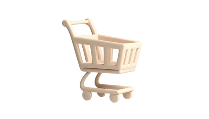3D tan shopping cart on black