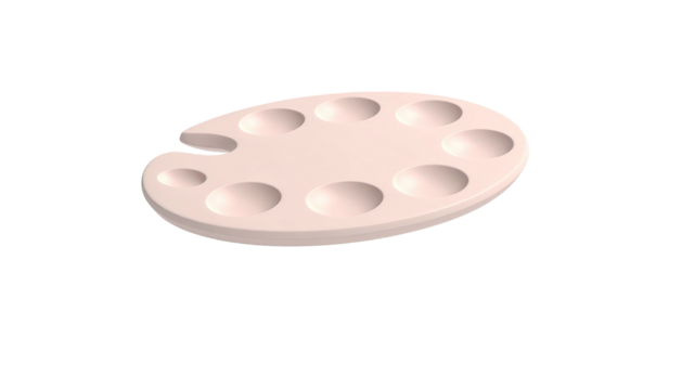 Pale pink oval palette with circular depressions, isolated