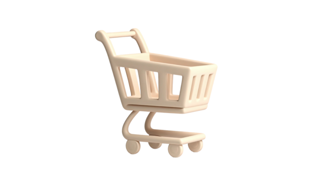 3D tan shopping cart on black