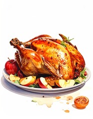 Roasted Turkey with Apples - A Festive Thanksgiving Feast.