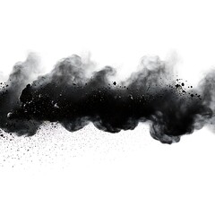Black powder explosion isolated on white background