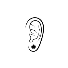 Outline drawing of a human ear with a piercing