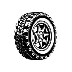 Offroad tire and wheel isolated on white background