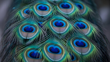Peacock feather illustration showcasing vibrant iridescent blue and green eye patterns