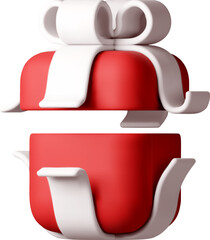 3D open gift box with ribbon - Gift box 3d red.