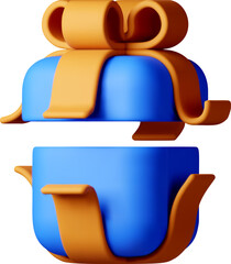 3D open gift box with ribbon - Gift box 3d blue.