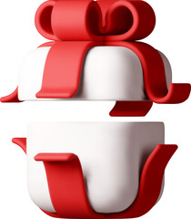 3D open gift box with ribbon - Gift box 3d white.