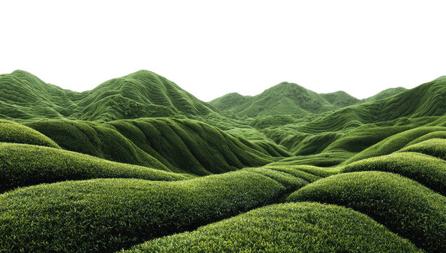 Undulating green hills under a dark sky