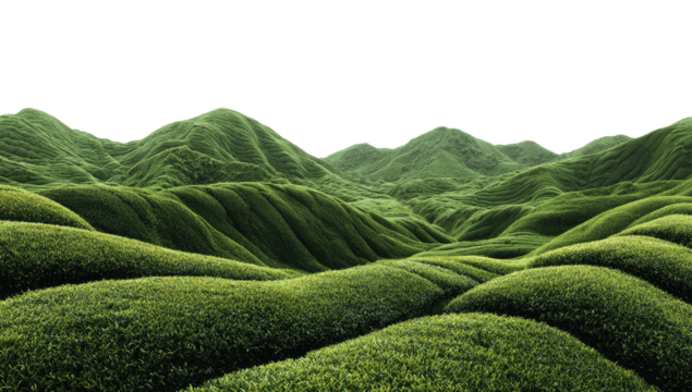 Undulating green hills under a dark sky