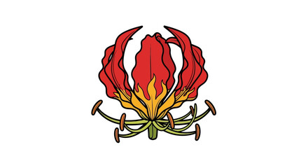 A vibrant, illustrated depiction of a brightly colored, exotic flower, isolated on white.