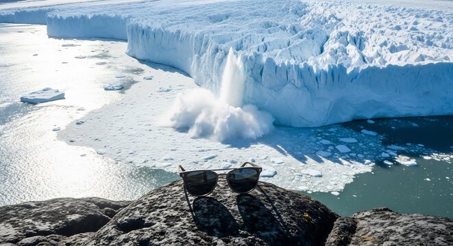 雄大な氷河がゆっくりと海に崩れ落ち、壮観な光景を目の当たりにできる。