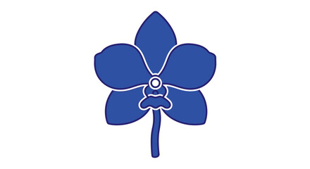 A stylized blue orchid flower illustration, presented on a clean white background.