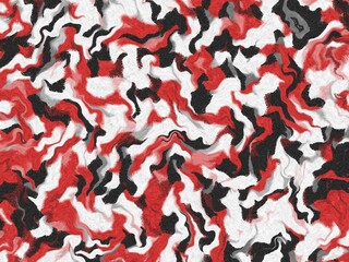 Abstract swirls of red, white, and black create a dynamic pattern.