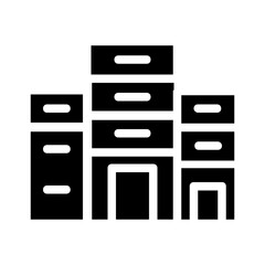 black and white office building vector illustration