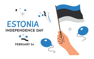 Estonia Independence Day on 24 February card banner invitation poster
