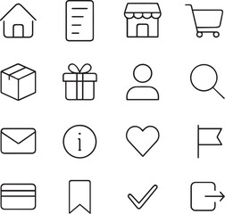 Minimal Clean Black and White Webshop Line Icon Collection Pack © Tanbir