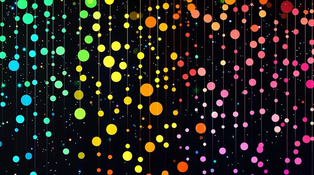 Colorful abstract dotted pattern with vibrant circles on dark background
