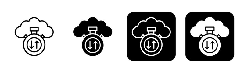 Latency Icon Line and Black Fill Style Collection