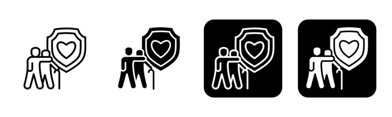 Elder Care Icon Line and Black Fill Style Collection