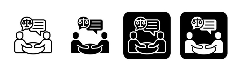 Legal Assistance Icon Line and Black Fill Style Collection