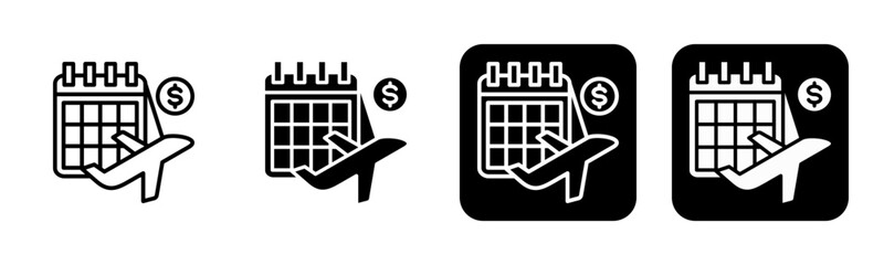 Paid Time Off Icon Line and Black Fill Style Collection