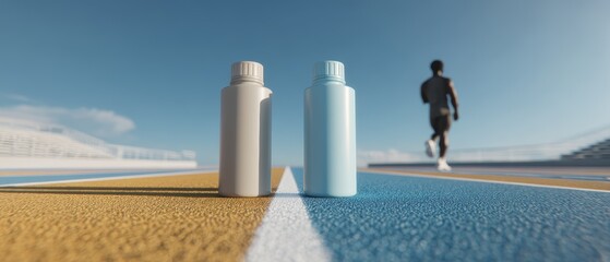 Realistic Mockup of Two Water Bottles on a Track Surface