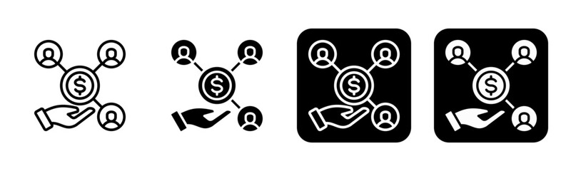 Profit Sharing Icon Line and Black Fill Style Collection