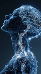 Futuristic AI Neural Interface with Glowing Brain Pathways