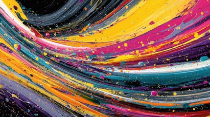 Colorful abstract swirl of paint with vibrant hues and texture creating a lively artistic atmosphere