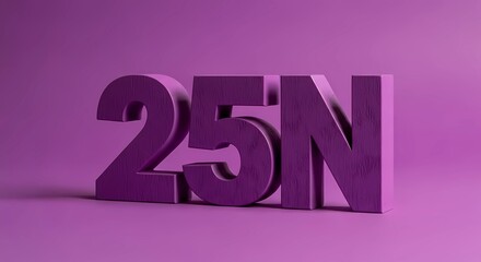 A close up of the purple text that says n on a purple background in a studio setting with shadows