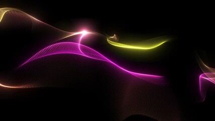 Abstract glowing waves of pink, yellow, and orange light flow across a dark background, creating a dynamic and ethereal effect. - Powered by Adobe