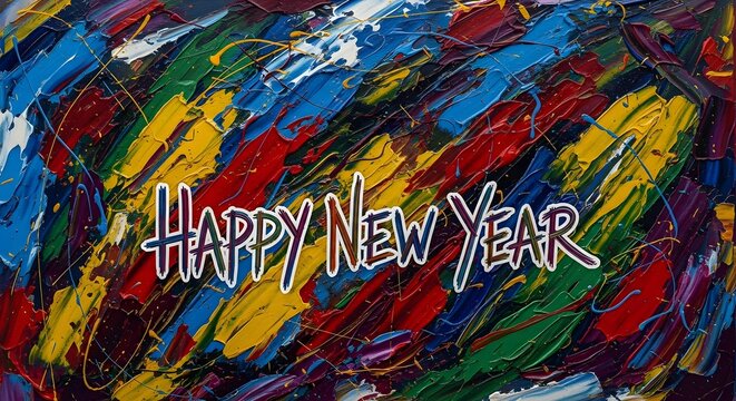 Vibrant abstract background with happy new year text