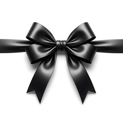 Elegant black satin ribbon bow isolated on white background