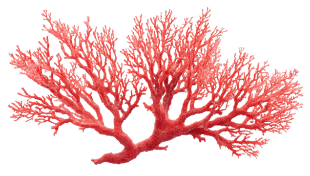 Coral branch delicate, pinkish-red, branching structure