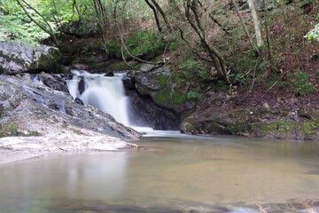 福島県鮫川村にある大小様々な滝を総称し江竜田の滝と呼ぶ。絶景ポイントとなっている。これは青葉の滝