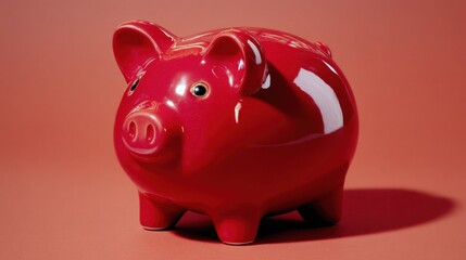 Colorful red piggy bank sits on a simple background showcasing savings and financial planning for future needs and goals