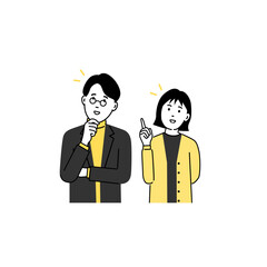 ひらめきを得た男女のイラスト（アイデア・気づき・説明・ビジネスシーン）