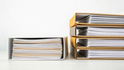 i love my jop Organized documents in binders against a light background, showcasing an efficient workspace.